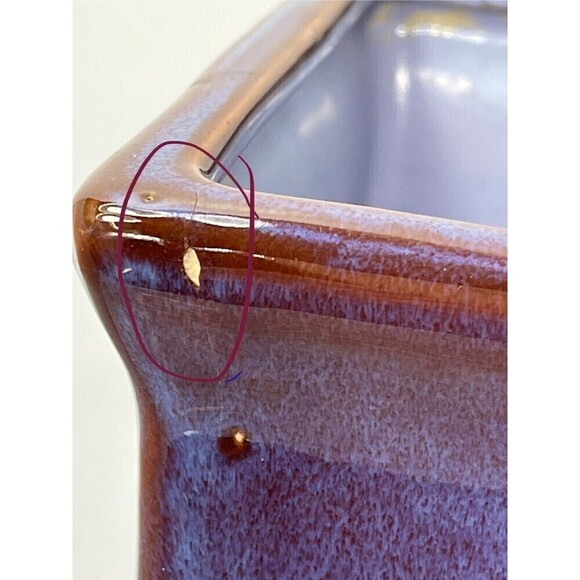 Ceramic Pottery Glazed Square Footed Vase Y2K Beaufort, NC Unsigned * Tiny Flaw - Picture 6 of 12